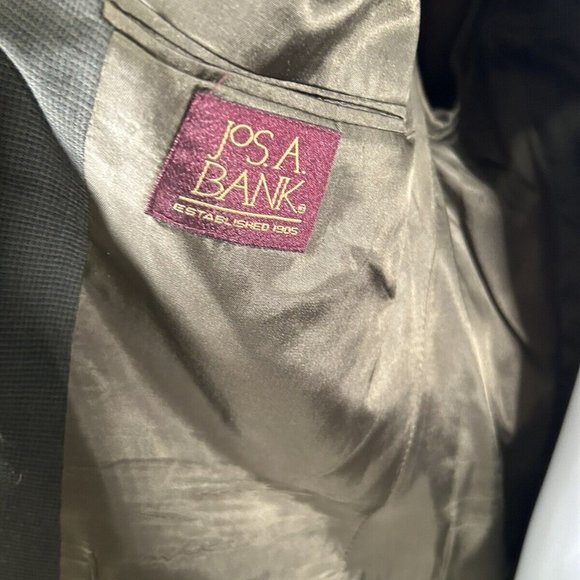 VTG Jos A Bank Business Express 100% Wool Green/Blue Check Blazer Jacket 43R - Picture 5 of 11